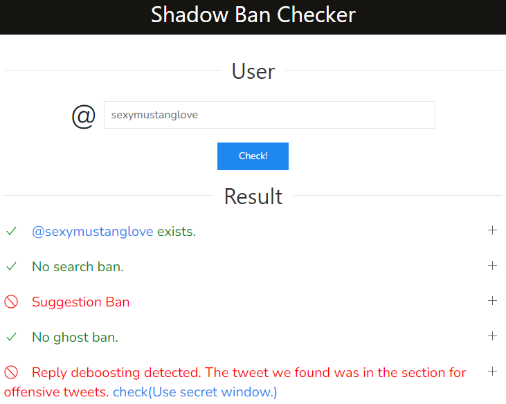 「Shadow Ban Checker」
